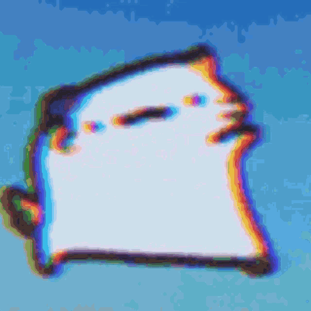 a cartoon drawing of a ghost with a blue sky background