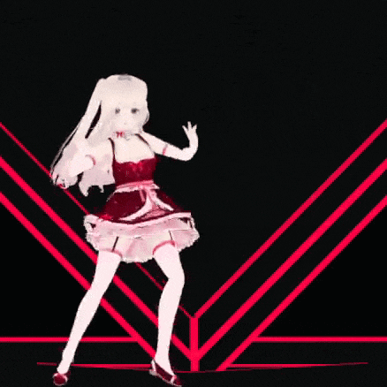 a girl in a red dress is dancing on a stage .