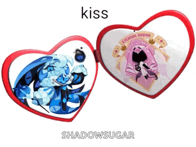 a heart shaped mirror with the words kiss shadowsugar on the bottom