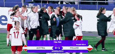 a soccer game between austria and poland has a score of 0-1