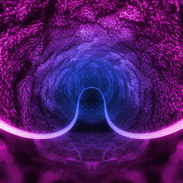a purple and blue tunnel with a blue circle in the middle