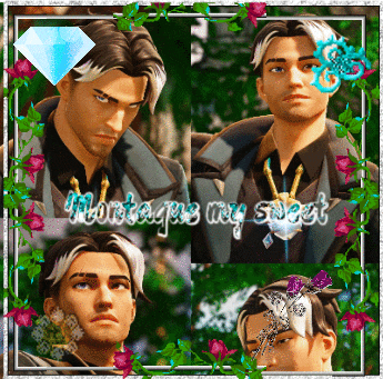 a collage of images of a man with the words montague my sweet on the bottom
