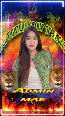 a picture of a woman with two lions and the words admin mae