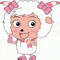 a cartoon of a sheep with horns on a yellow background .