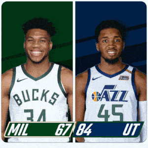 two basketball players one from the bucks and the other from the utah jazz