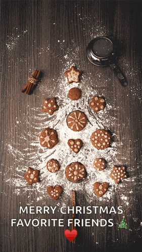 a christmas tree made of cookies and powdered sugar