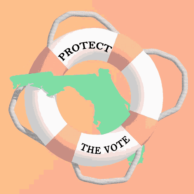 a life preserver with protect the vote written on it