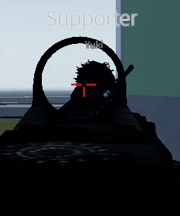 a silhouette of a person in a video game with the word supporter on the bottom