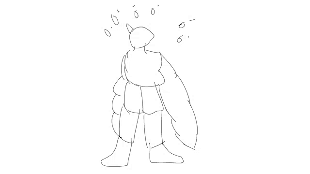 a black and white drawing of a person with a feathered cape on their head .