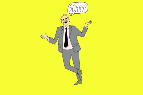 a man in a suit and tie says sorry