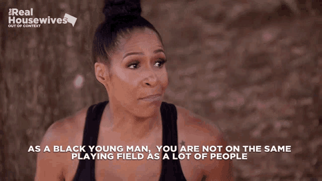 a woman is talking about being a black young man