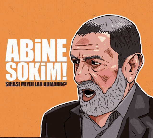 an illustration of a man with a beard and the words abine sokim