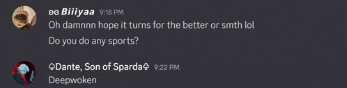 a screenshot of a conversation between deepwoken and biliyaa