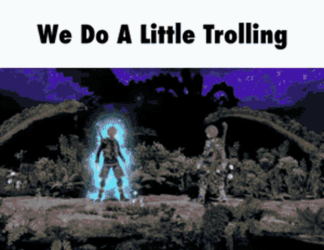 a video game scene with the words we do a little trolling at the top