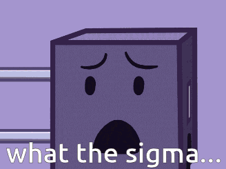 a purple box with a face and the words " what the sigma " below it