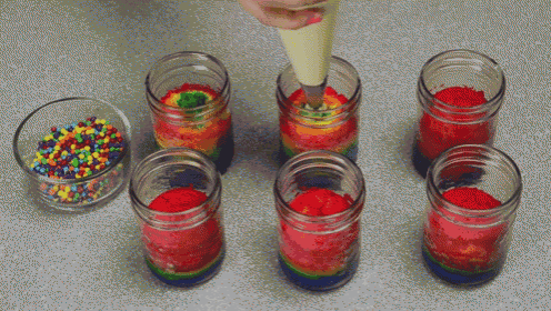 Rainbow Cupcakes In A Jar GIF - Dessert GIFs