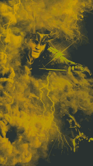 a superhero is surrounded by yellow smoke
