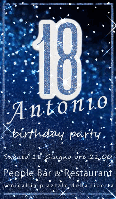 a poster for antonio 's 18th birthday