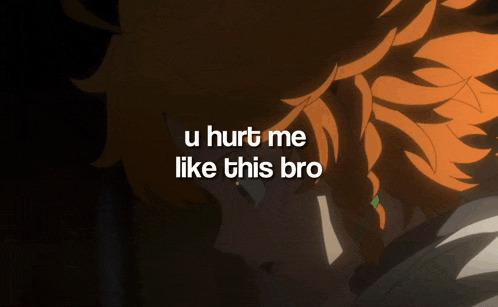 a close up of a girl with the words u hurt me like this bro