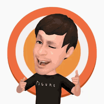 a cartoon of a man wearing a black figure shirt