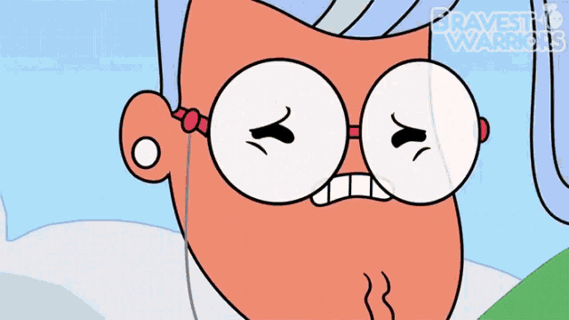 a cartoon character with glasses and the words bravest warriors