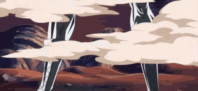 a couple of cartoon characters standing in a desert with smoke coming out of their pants