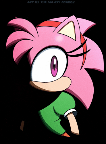 a drawing of amy rose with the words art by the galaxy cowboy below it