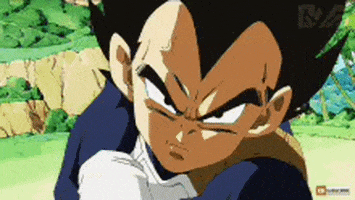 a close up of a cartoon character from dragon ball z looking at the camera .