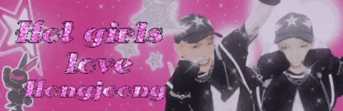a pink background with hot girls love hongjeong on it
