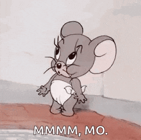 a cartoon mouse in a diaper is yawning and screaming .