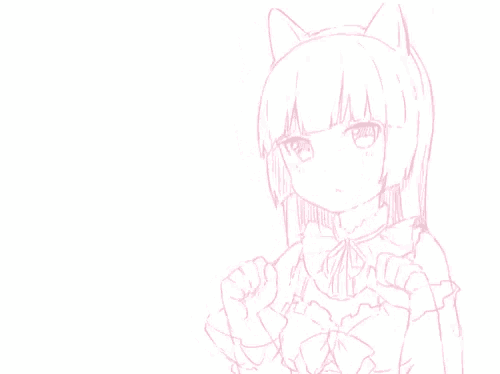 a drawing of a girl with cat ears and a bow
