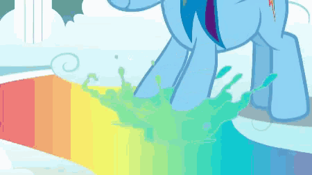 a rainbow dash from my little pony is splashing in the water