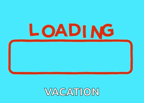 a blue background with a loading bar that says " vacation "