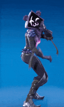 a video game character with a purple heart on her chest and the letter f on her head