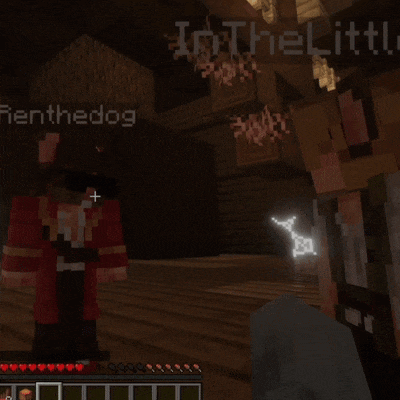 two minecraft characters are standing next to each other with the name fenthedog visible