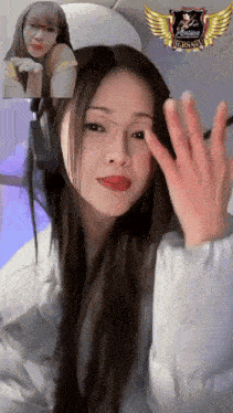a woman wearing headphones talks to another woman on a video call with a watermark that says berserk