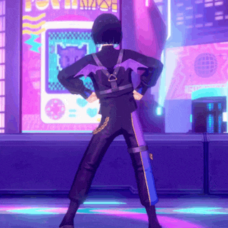 a person in a video game is dancing in front of a screen that says ' nintendo ' on it
