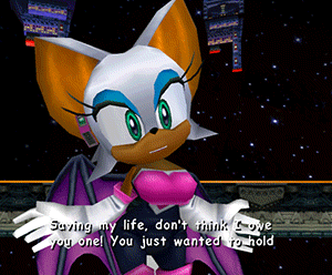 rouge the bat from sonic the hedgehog is talking about saving her life