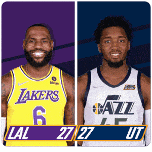 two basketball players one from lakers and one from utah