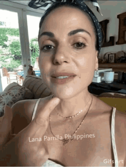 a woman with the name lana parrilla philippines written on her chest