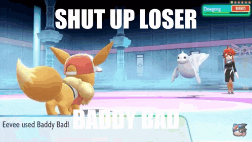 a screenshot of a video game with the words shut up loser