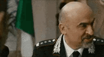 a bald man with a beard is wearing a military uniform .