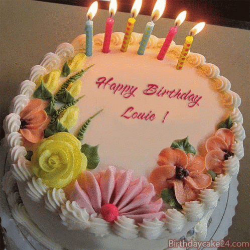 Happy Birthday Happy Birthday Louie GIF - Happy Birthday Happy Birthday Louie Cake GIFs