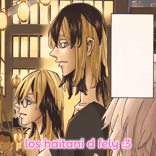 a drawing of a man and a woman with the words los haitani d fely 3