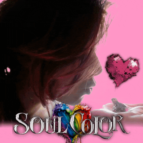 a picture of a woman with a pink heart and the words soul color on the bottom