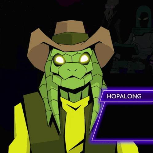 a cartoon character with the name hopalong on the bottom