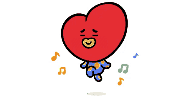a cartoon drawing of a red heart with a yellow nose and mouth