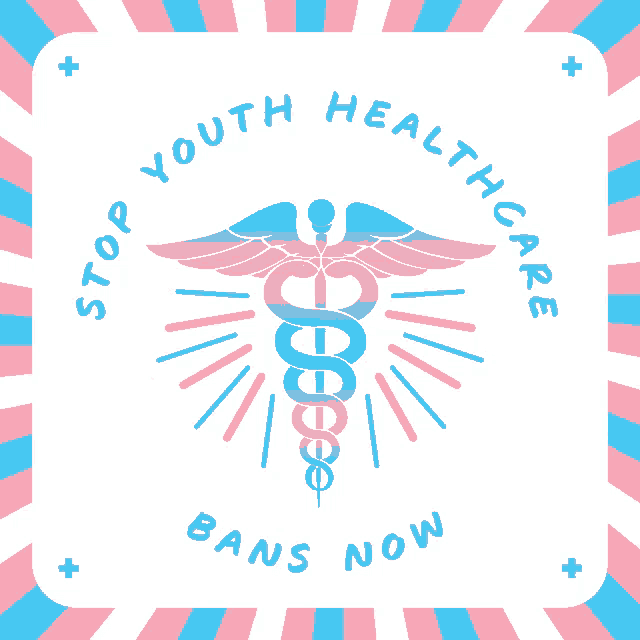 a caduceus with the words stop youth healthcare bans now