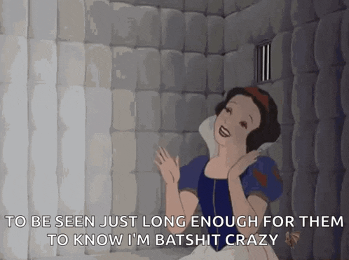 snow white is in a jail cell and says to be seen just long enough for them