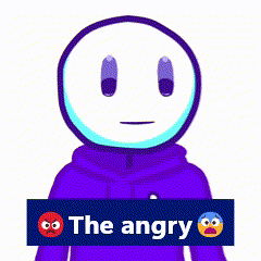 a cartoon character is holding a sign that reads the angry